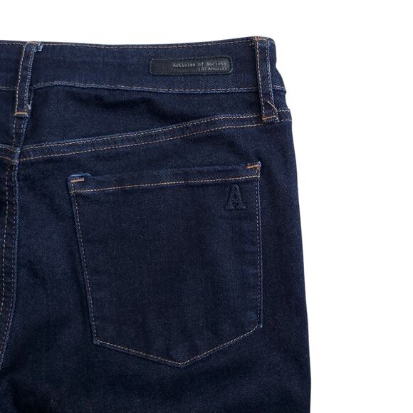 Articles of Society Skinny Jeans Melody Wash Mid Rise Dark Wash Cut Off Hem 26 - Picture 9 of 15